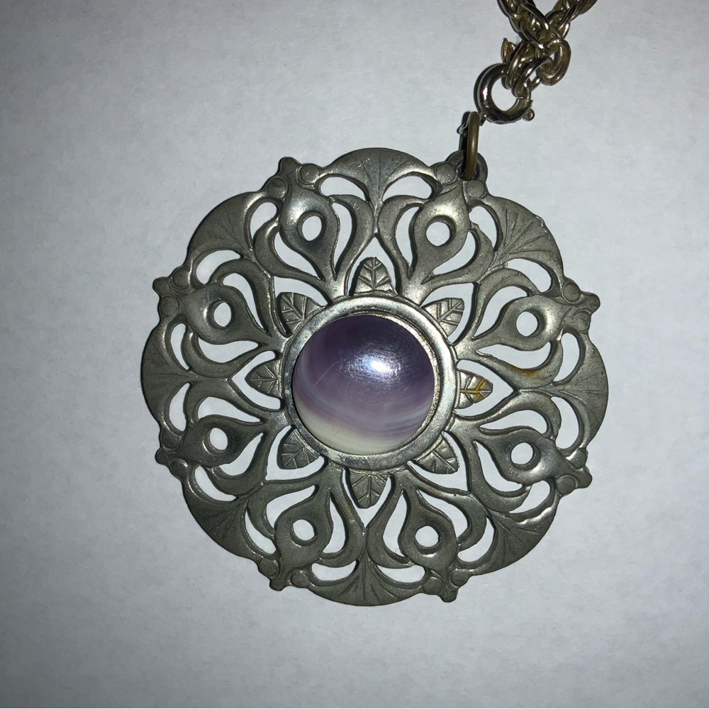 REED AN BARTON PEWTER Necklace.  25in. - Picture 3 of 4